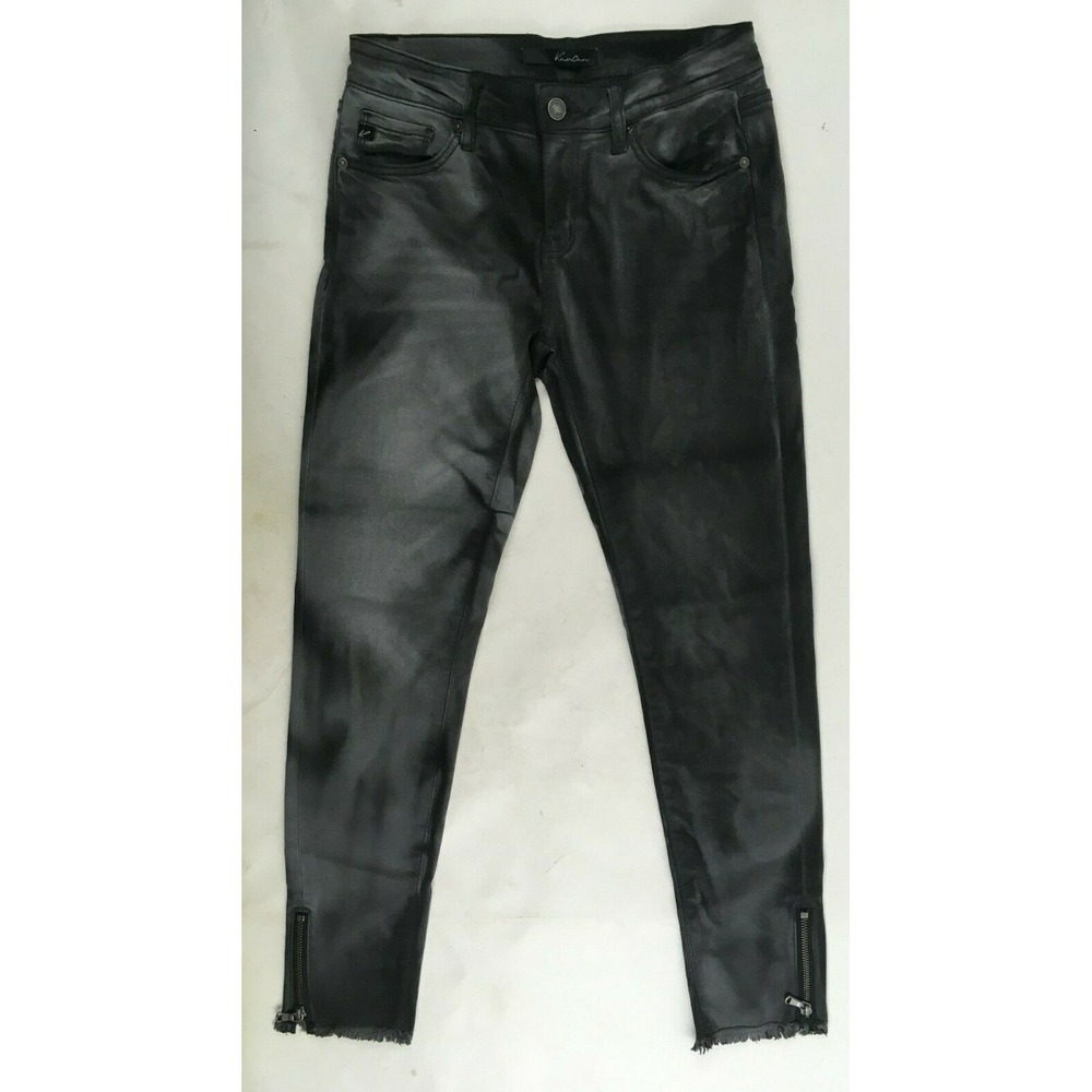 Kan Can Jeans Women's Size 26 Gray Pants Mid Rise Skinny Ankle Zip Frayed Hem